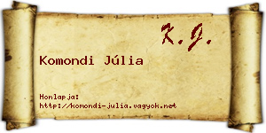 Komondi Júlia névjegykártya